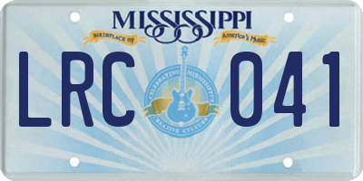 MS license plate LRC041