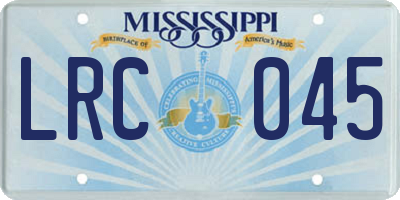 MS license plate LRC045