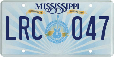 MS license plate LRC047