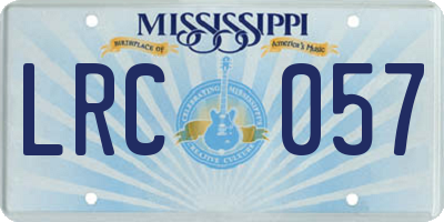 MS license plate LRC057