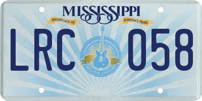 MS license plate LRC058