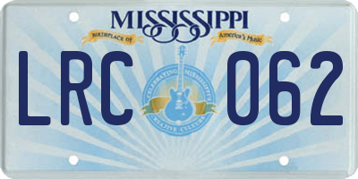 MS license plate LRC062