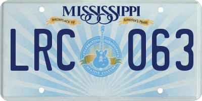 MS license plate LRC063