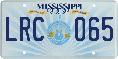 MS license plate LRC065