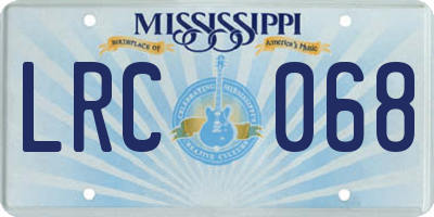 MS license plate LRC068