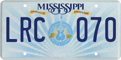 MS license plate LRC070