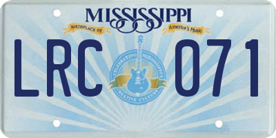 MS license plate LRC071