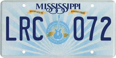 MS license plate LRC072