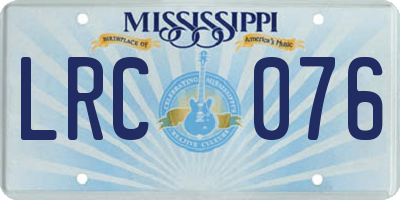 MS license plate LRC076