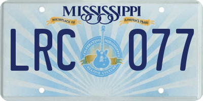 MS license plate LRC077