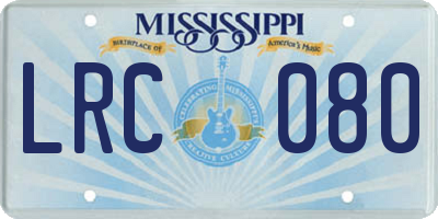 MS license plate LRC080