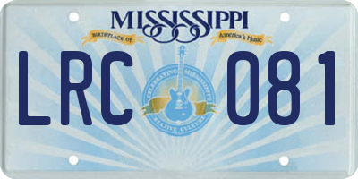 MS license plate LRC081