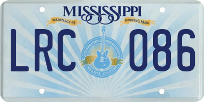MS license plate LRC086