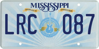 MS license plate LRC087