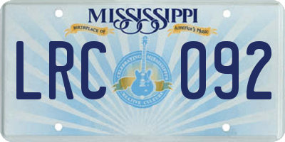 MS license plate LRC092