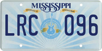 MS license plate LRC096