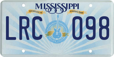 MS license plate LRC098