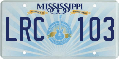 MS license plate LRC103