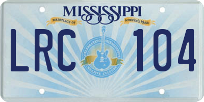 MS license plate LRC104