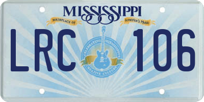 MS license plate LRC106