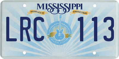 MS license plate LRC113