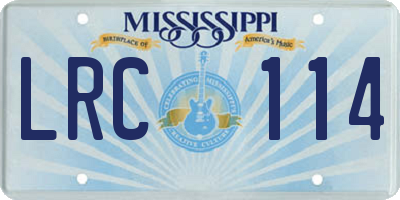 MS license plate LRC114