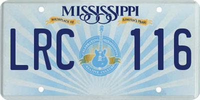 MS license plate LRC116