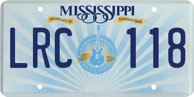 MS license plate LRC118