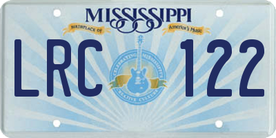 MS license plate LRC122