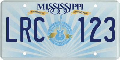 MS license plate LRC123