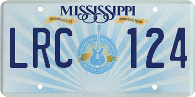 MS license plate LRC124