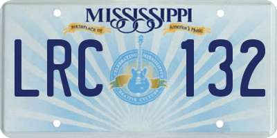MS license plate LRC132