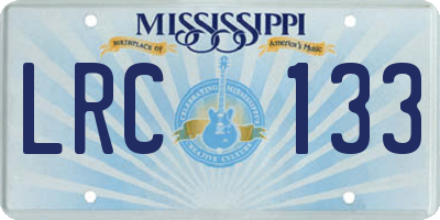 MS license plate LRC133