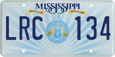 MS license plate LRC134