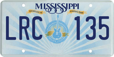 MS license plate LRC135