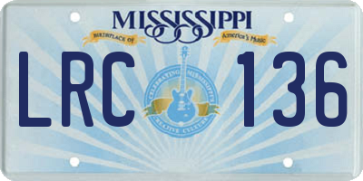 MS license plate LRC136