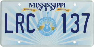 MS license plate LRC137