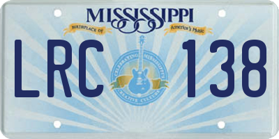 MS license plate LRC138