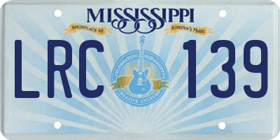 MS license plate LRC139