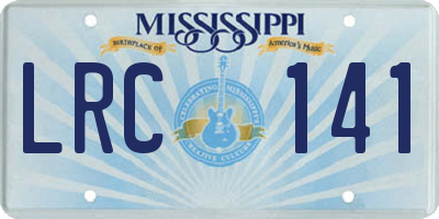 MS license plate LRC141