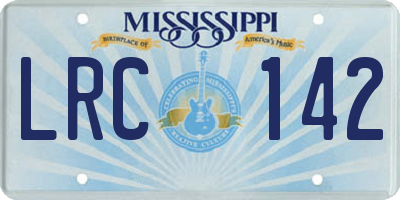 MS license plate LRC142