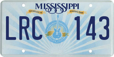 MS license plate LRC143