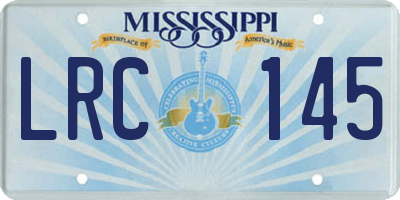 MS license plate LRC145