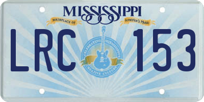 MS license plate LRC153