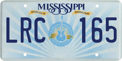 MS license plate LRC165