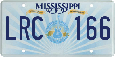 MS license plate LRC166