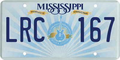 MS license plate LRC167