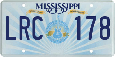 MS license plate LRC178