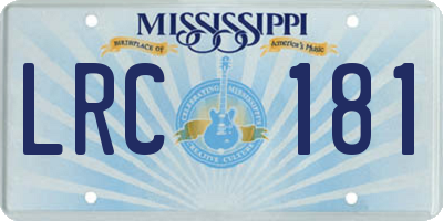 MS license plate LRC181