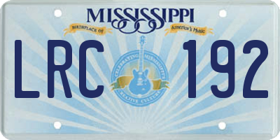 MS license plate LRC192